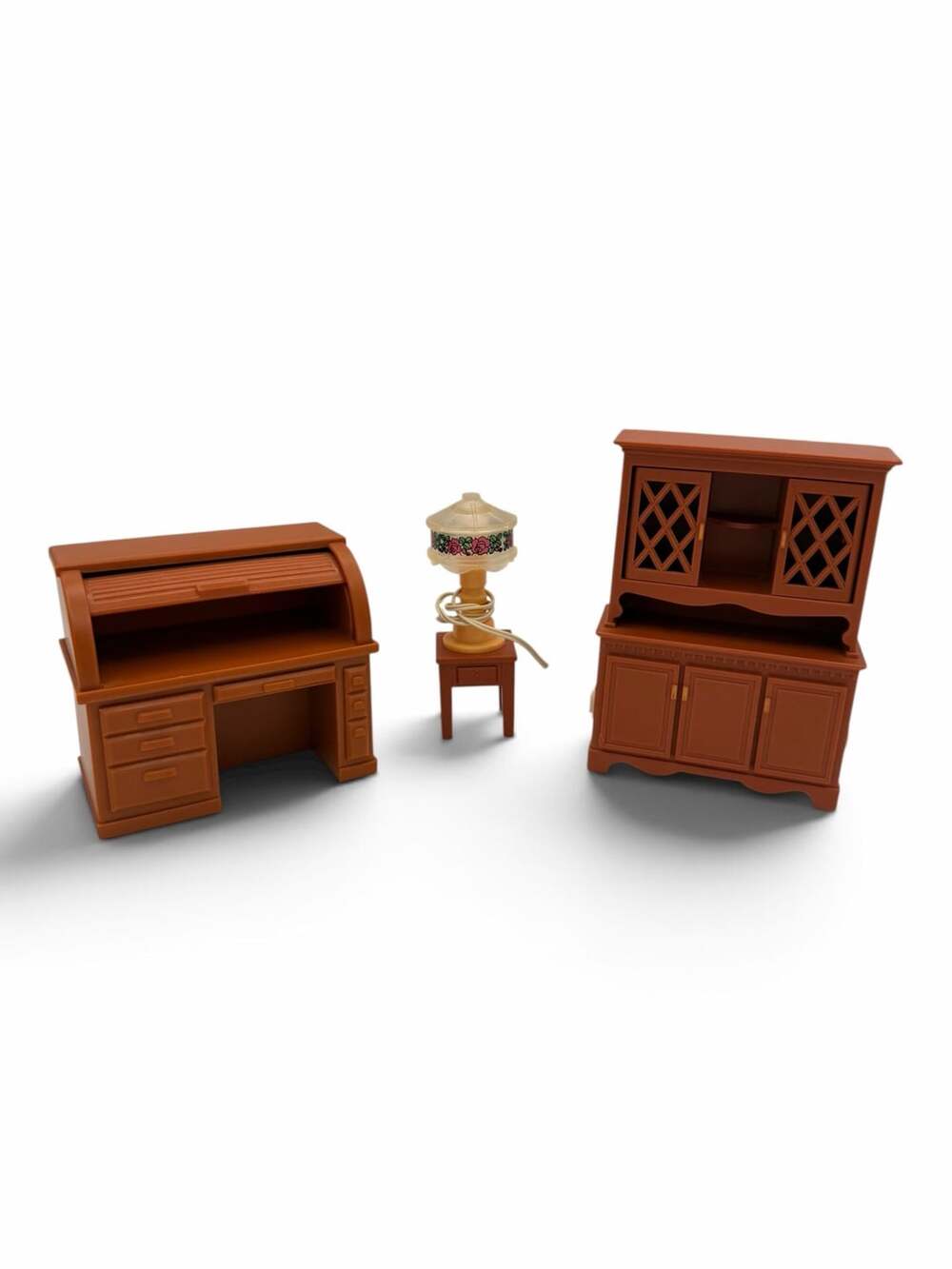 Vintage 1980 Fisher-Price Dollhouse Furniture Hutch Desk and Lamp Set #263